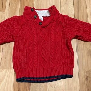 GAP Red Knit Sweater with Sherpa collar Button Detail